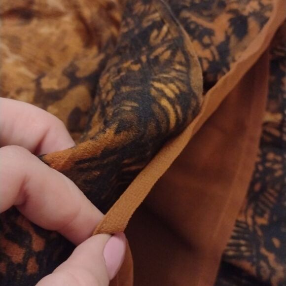 Soft Surroundings Venetian Midi Dress orange black zip top 3/4 sleeve fall 12 - Picture 10 of 12